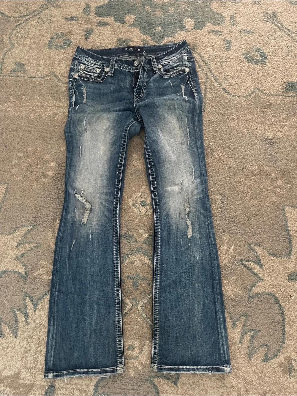 Miss Me Flare Jeans . Patriotic Bull . Size 29 - Picture 4 of 15